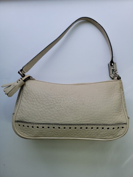 Coach Handbags - Y2k COACH Demi Baguette Purse Bone Pebbled Leather